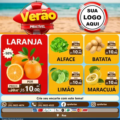 Modelo de Rede Social para Feed Facebook com o tema Verão Imbatível para Hortifrúti