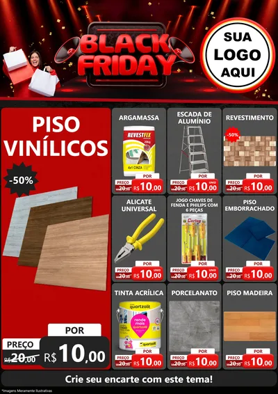 Modelo de Encarte para Encarte A4 Vertical com o tema Black Friday para Material para Construção