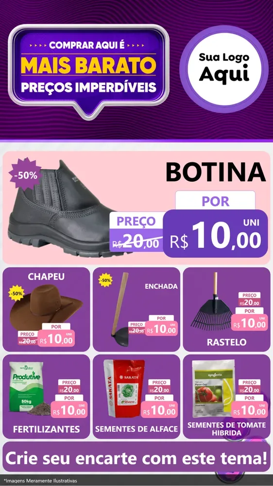 Modelo de Rede Social para Stories com o tema Mais Barato para Agropecuária