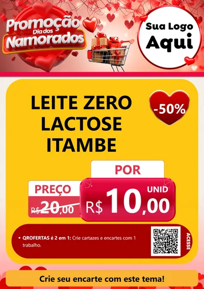Modelo de Cartaz para Cartaz A4 Vertical com o tema Promoção Dia dos Namorados para Frios e Laticínios