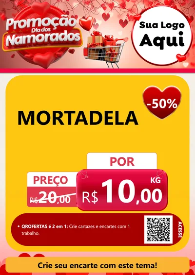 Modelo de Cartaz para Cartaz A4 Vertical com o tema Promoção Dia dos Namorados para Frios e Laticínios