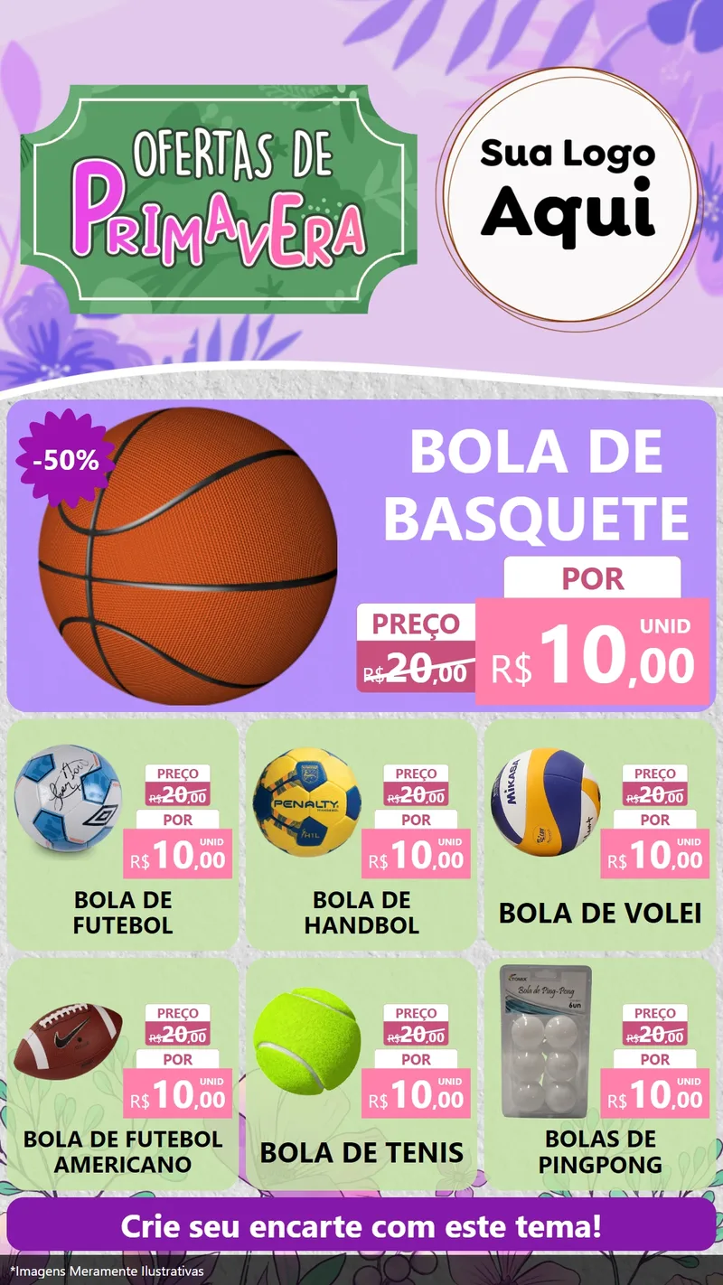 Modelo de Rede Social para Stories com o tema Ofertas de Primavera para Artigos Esportivos