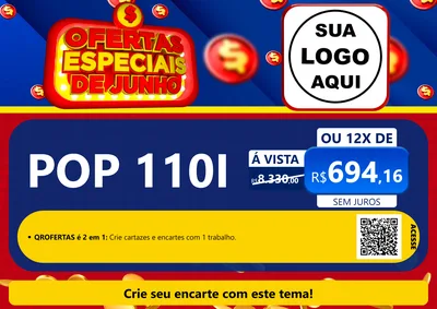 Modelo de Cartaz para Cartaz A4 Horizontal com o tema Ofertas Especiais de Junho para Concessionaria de Motos