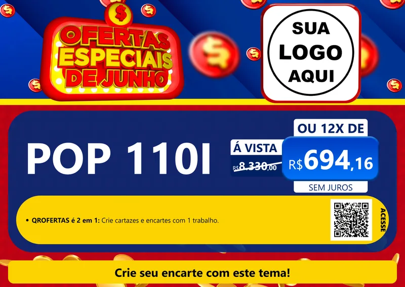 Modelo de Cartaz para Cartaz A4 Horizontal com o tema Ofertas Especiais de Junho para Concessionaria de Motos