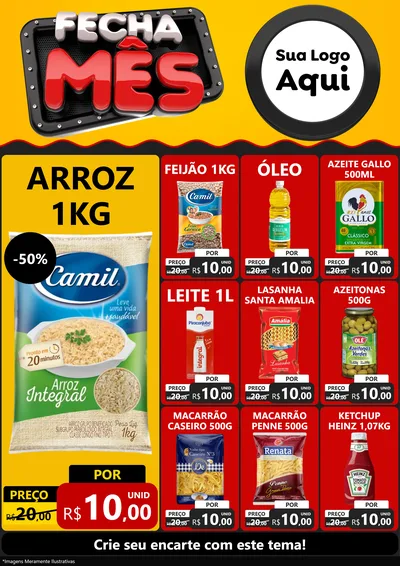 Modelo de Encarte para Encarte A4 Vertical com o tema Fecha Mês para Supermercado