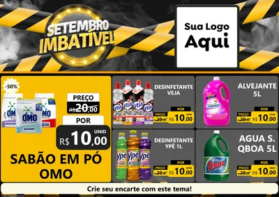 Modelo de Encarte para Encarte A4 Horizontal com o tema Setembro Imbatível para Produtos de Limpeza