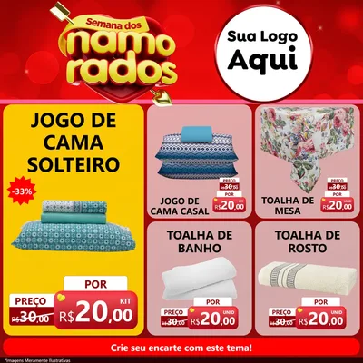 Modelo de Rede Social para Feed Facebook com o tema Semana dos namorados para Cama, Mesa e Banho