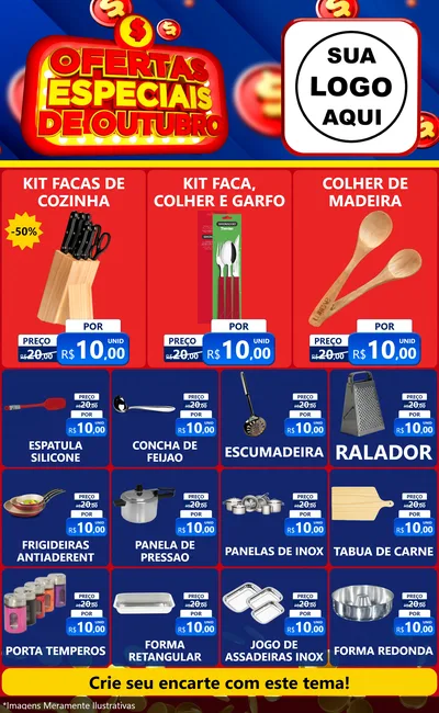 Modelo de Encarte para Encarte Grande com o tema Ofertas Especiais de Outubro para Utilidades Domésticas