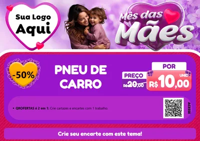 Modelo de Cartaz para Cartaz A4 Horizontal com o tema Mês das Mães para Auto peças