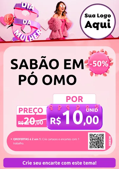 Modelo de Cartaz para Cartaz A4 Vertical com o tema Dia da Mulher para Produtos de Limpeza
