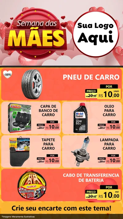Modelo de TV para TV Vertical com o tema Semana das Mães para Auto peças