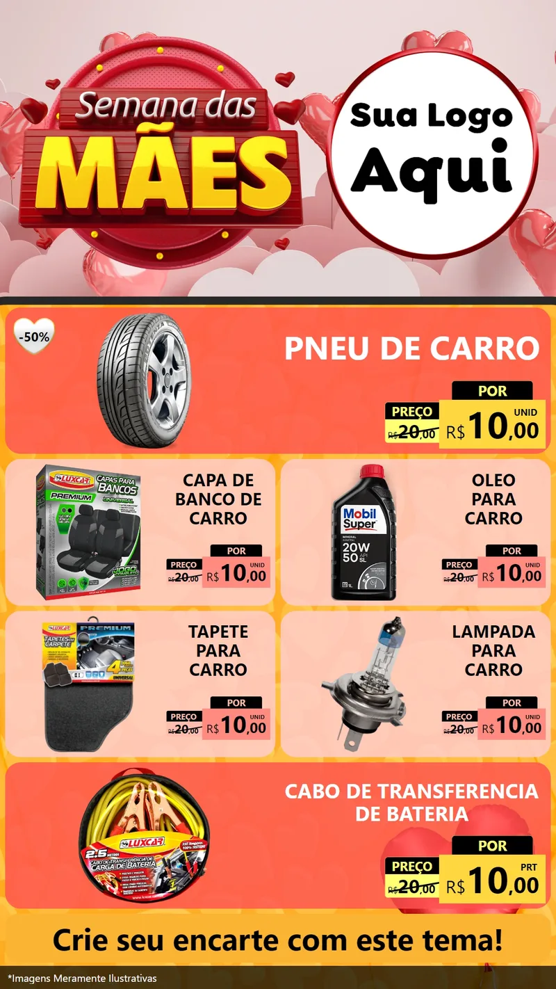 Modelo de TV para TV Vertical com o tema Semana das Mães para Auto peças