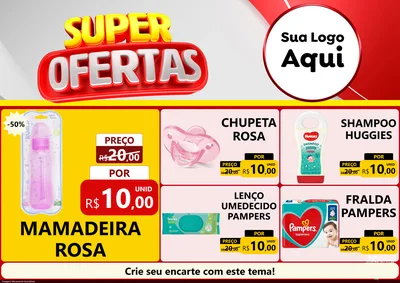Modelo de Encarte para Encarte A4 Horizontal com o tema Super Ofertas para Bebês