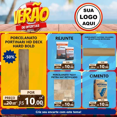 Modelo de Rede Social para Feed Facebook com o tema Verão de Ofertas para Pisos e revestimentos