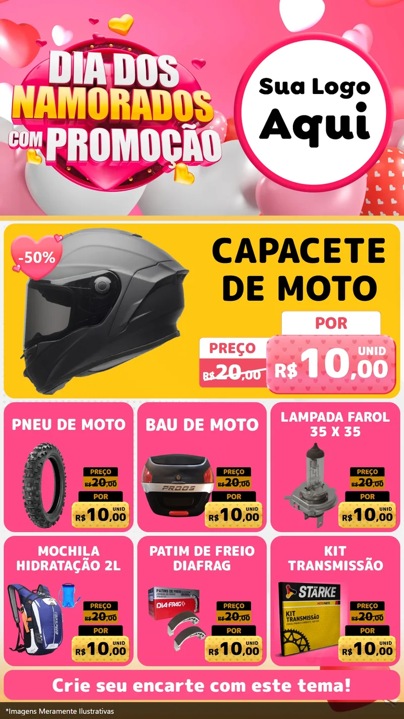 Modelo de Rede Social para Stories com o tema Dia dos Namorados com Promoção para Moto peças