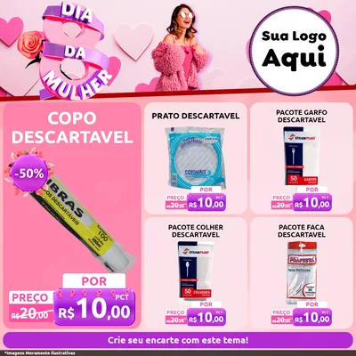 Modelo de Rede Social para Feed Facebook com o tema Dia da Mulher para Embalagens