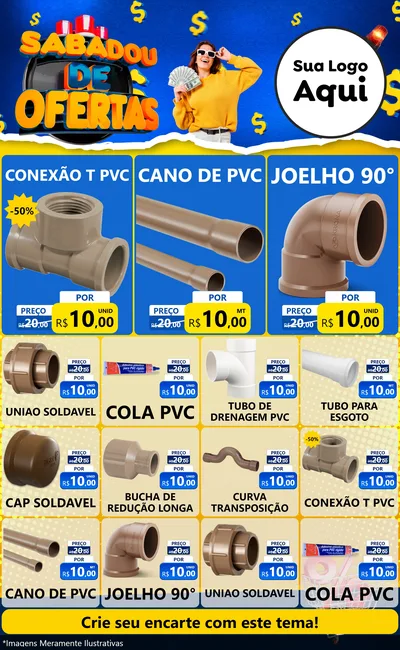 Modelo de Encarte para Encarte Grande com o tema Sabadou de Ofertas para Tubos e conexões
