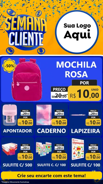 Modelo de Rede Social para Stories com o tema Semana do Cliente para Papelaria