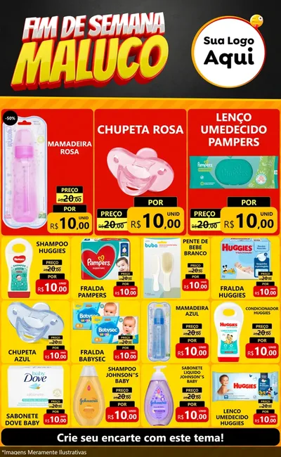 Modelo de Encarte para Encarte Grande com o tema Final de Semana Maluco para Bebês