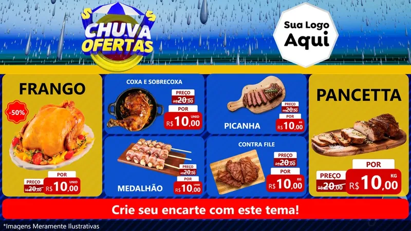Modelo de TV para TV Horizontal com o tema Chuva de Ofertas para Assados