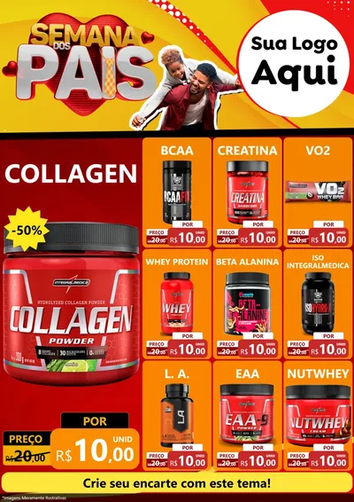 Modelo de Encarte para Encarte A4 Vertical com o tema Semana Dos Pais para Suplementos alimentares