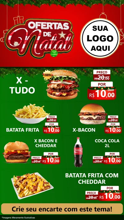 Modelo de TV para TV Vertical com o tema Ofertas de Natal para Hamburgueria
