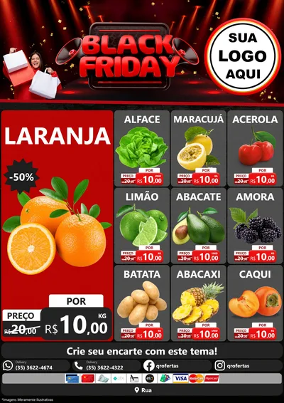 Modelo de Encarte para Encarte A4 Vertical com o tema Black Friday para Hortifrúti