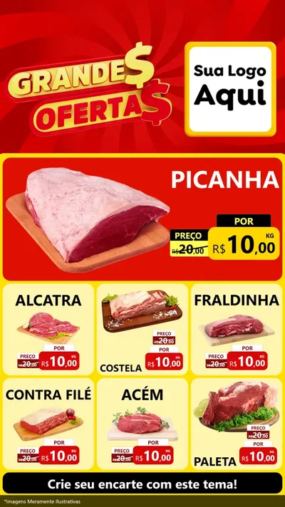 Modelo de Rede Social para Stories com o tema Grandes Ofertas para Açougue