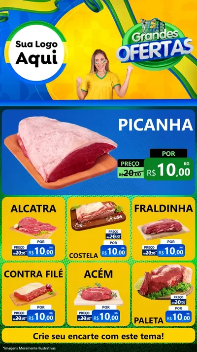 Modelo de Rede Social para Stories com o tema Grandes Ofertas para Açougue