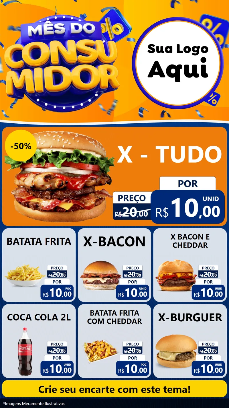 Modelo de Rede Social para Stories com o tema Mês do Consumidor para Hamburgueria