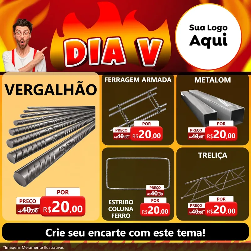 Modelo de Rede Social para Feed Facebook com o tema Dia V para Ferragens