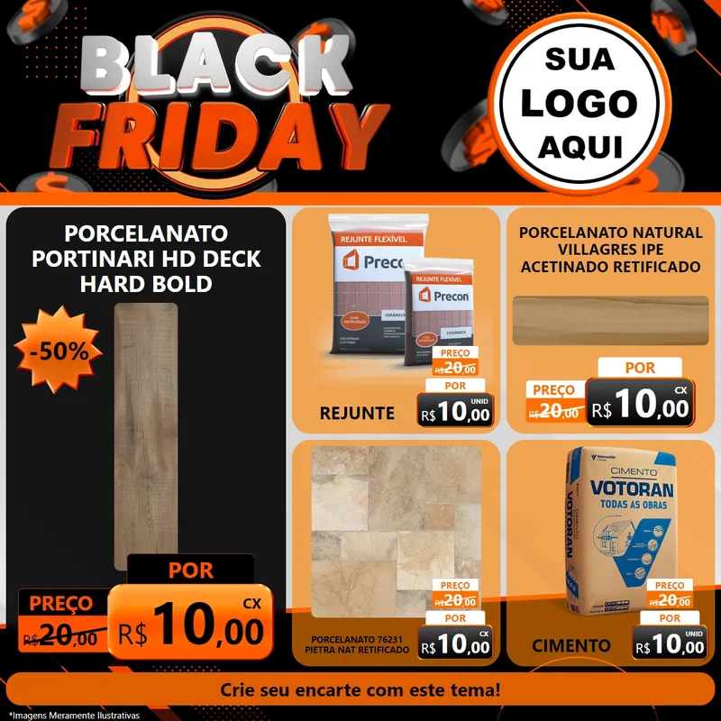 Modelo de Rede Social para Feed Facebook com o tema Black Friday para Pisos e revestimentos