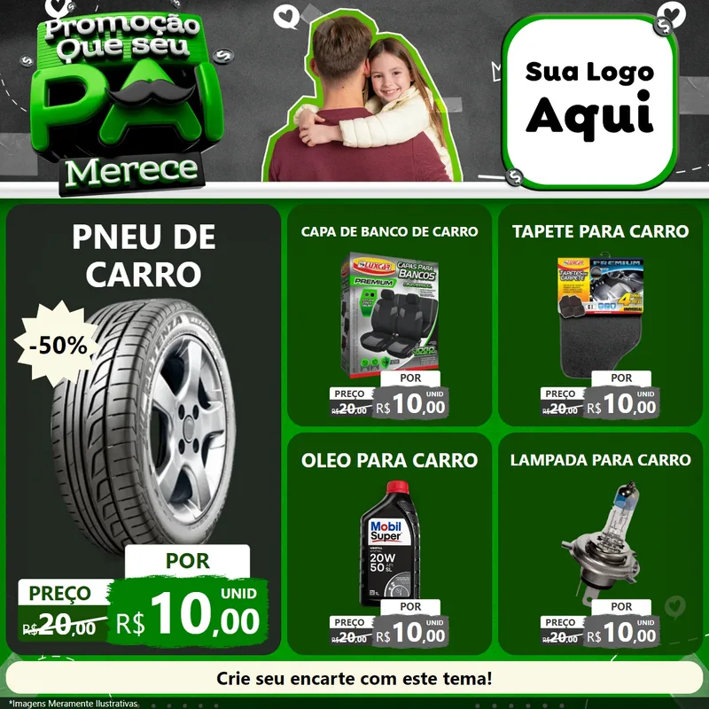 Modelo de Rede Social para Feed Facebook com o tema Promoção Que seu Pai Merece para Auto peças
