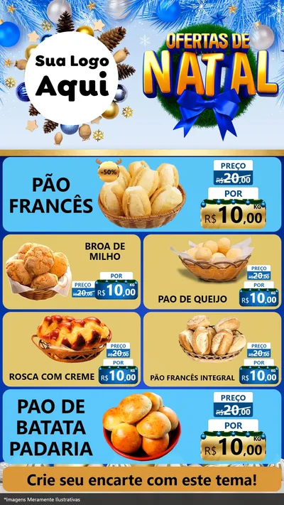 Modelo de TV para TV Vertical com o tema Ofertas de Natal para Padaria