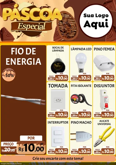 Modelo de Encarte para Encarte A4 Vertical com o tema Páscoa Especial para Materiais Elétricos