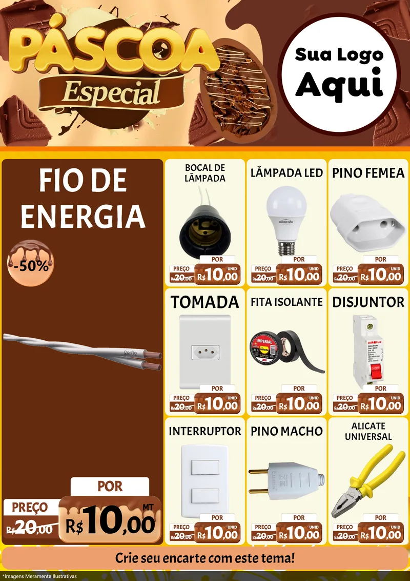 Modelo de Encarte para Encarte A4 Vertical com o tema Páscoa Especial para Materiais Elétricos