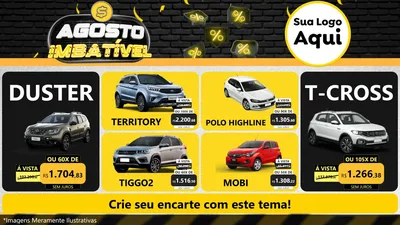 Modelo de TV para TV Horizontal com o tema Agosto Imbatível para Concessionaria de Carros
