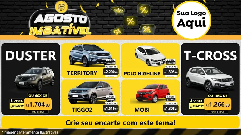 Modelo de TV para TV Horizontal com o tema Agosto Imbatível para Concessionaria de Carros