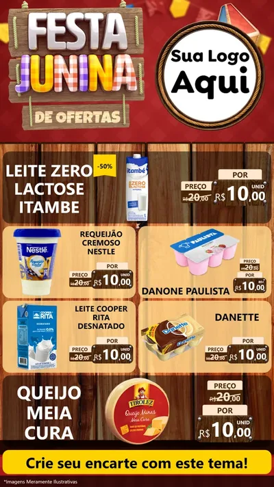 Modelo de TV para TV Vertical com o tema Festa Junina de Ofertas para Frios e Laticínios