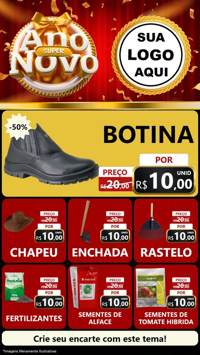 Modelo de Rede Social para Stories com o tema Super Ano Novo para Agropecuária