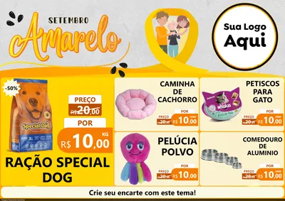 Modelo de Encarte para Encarte A4 Horizontal com o tema Setembro Amarelo para Pet Shop