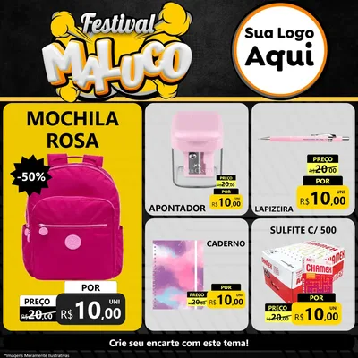 Modelo de Rede Social para Feed Facebook com o tema Festival Maluco para Papelaria