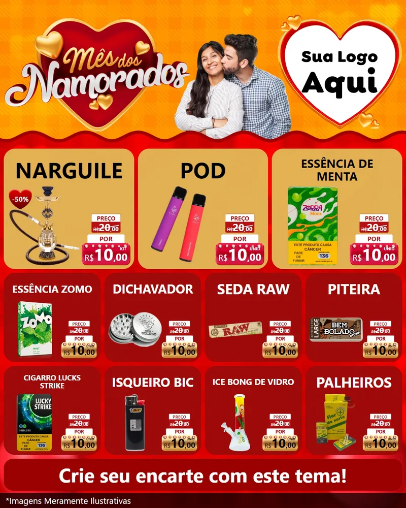 Modelo de Rede Social para Feed Instagram com o tema Mês dos Namorados para Tabacaria