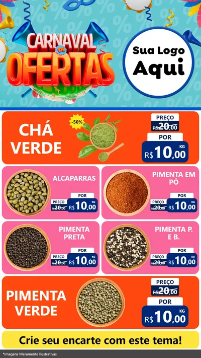 Modelo de TV para TV Vertical com o tema Carnaval de Ofertas para Produtos Naturais