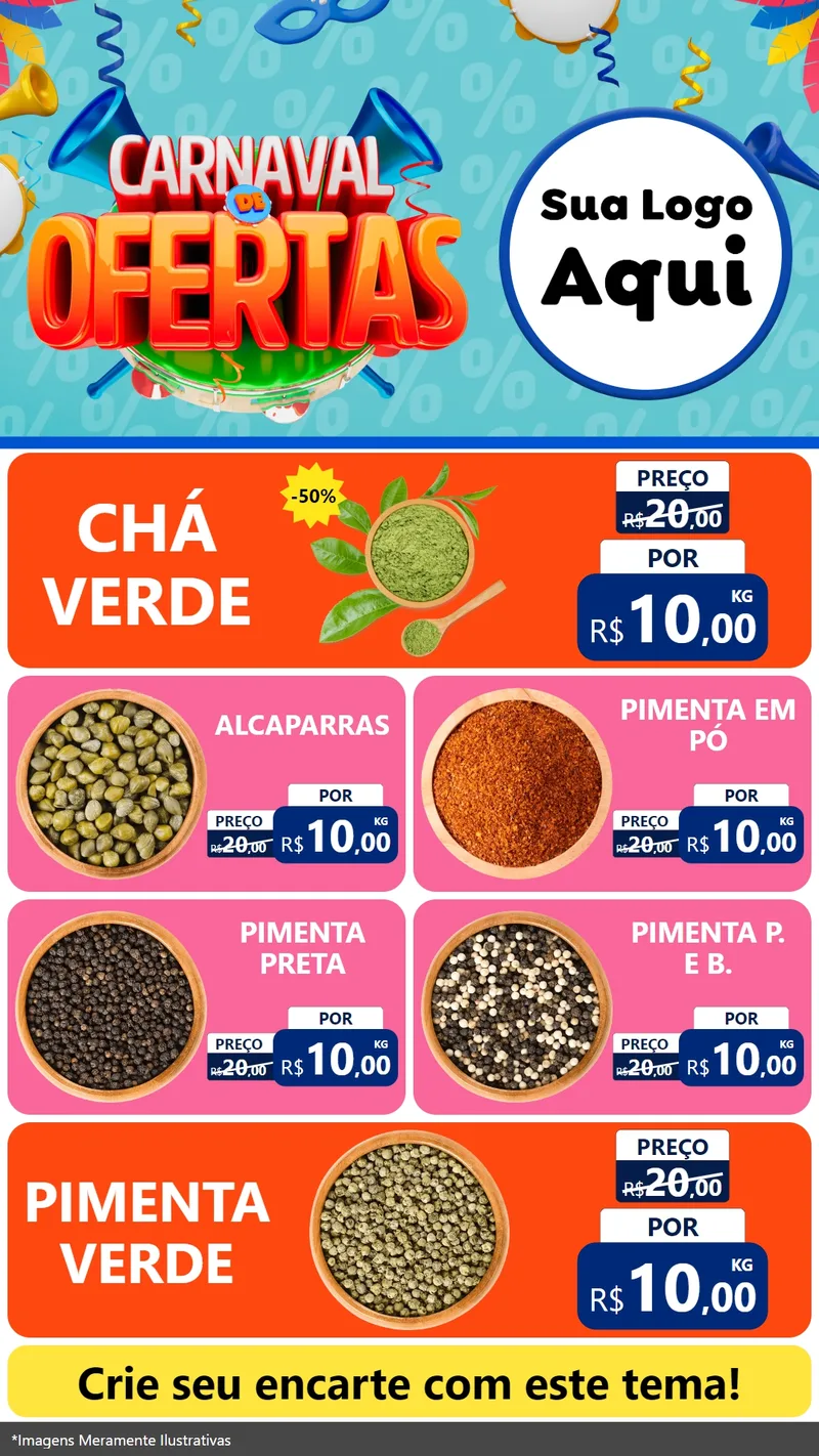 Modelo de TV para TV Vertical com o tema Carnaval de Ofertas para Produtos Naturais