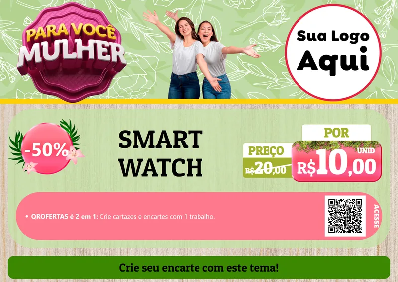 Modelo de Cartaz para Cartaz A4 Horizontal com o tema Para Você Mulher para Informática