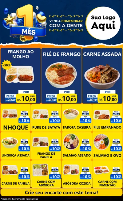 Modelo de Encarte para Encarte Grande com o tema Um Mês de Aniversário para Restaurante