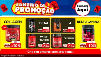 Modelo de TV para TV Horizontal com o tema Janeiro de Promoção para Suplementos alimentares