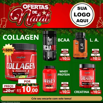 Modelo de Rede Social para Feed Facebook com o tema Ofertas de Natal para Suplementos alimentares