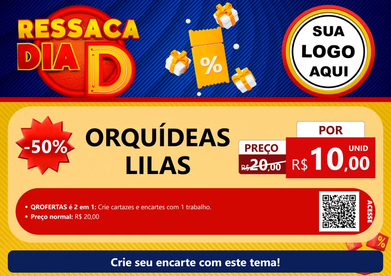 Modelo de Cartaz para Cartaz A4 Horizontal com o tema Ressaca Dia D para Floricultura e jardim